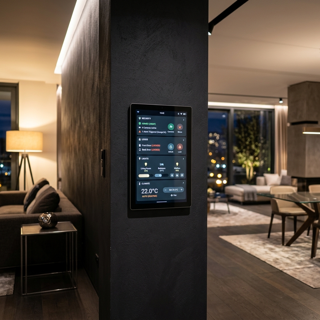 One system that links security, locks, lights, and climate